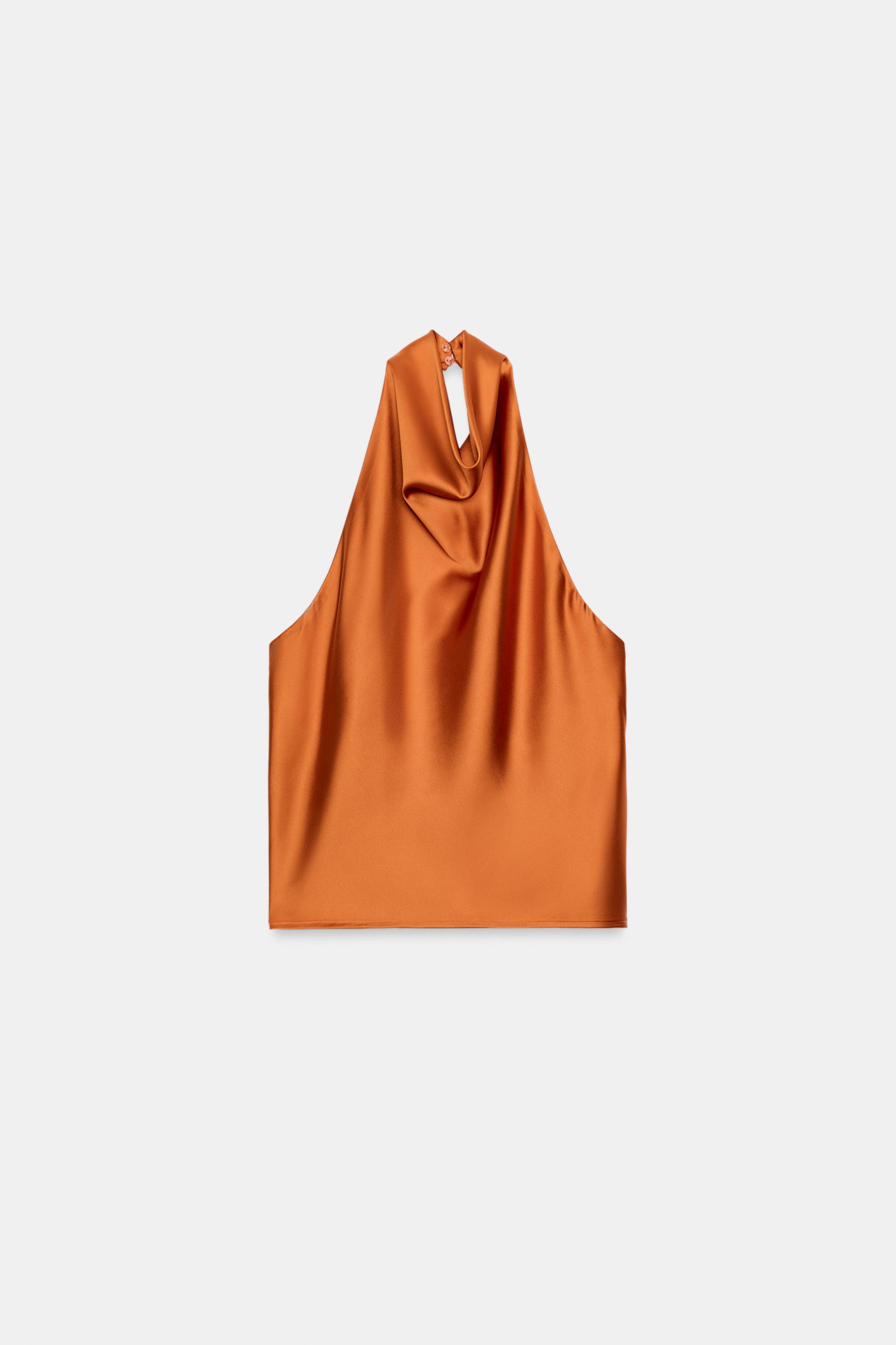 SATIN EFFECT HALTER TOP